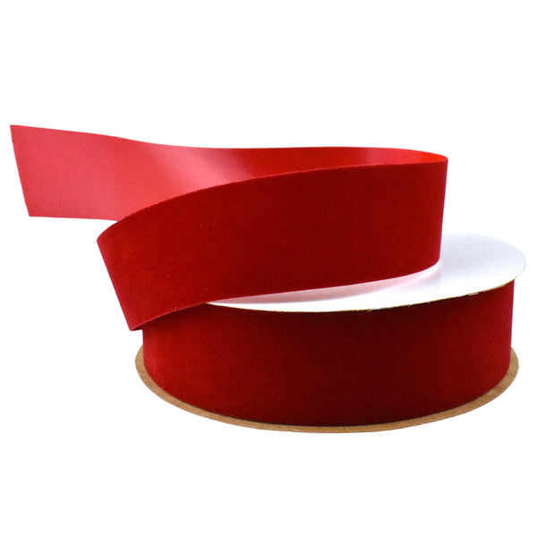 Christmas Velvet Domestic Outdoor Ribbon, 1-3/8-Inch, 25-Yard - Medium Red