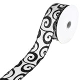 Halloween Glitter Swirls Wired Ribbon, 1-1/2-Inch, 10-Yard