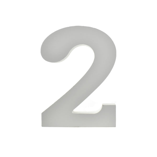 Wooden Standing Number 2, 4-3/4-Inch - White