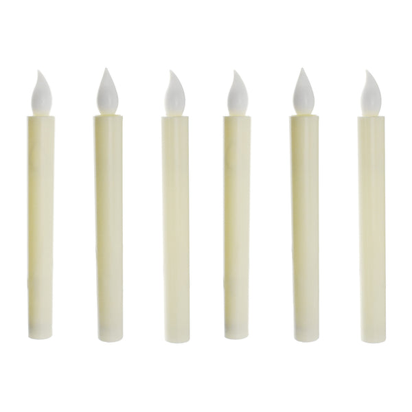 LED Plastic Flickering Taper Candle, White, 8-3/4-Inch, 6-Count