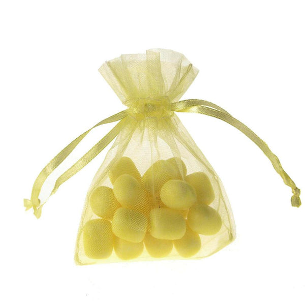 Organza Favor Pouch Bag, 3-Inch x 4-Inch, 12-Count, Baby Maize Yellow