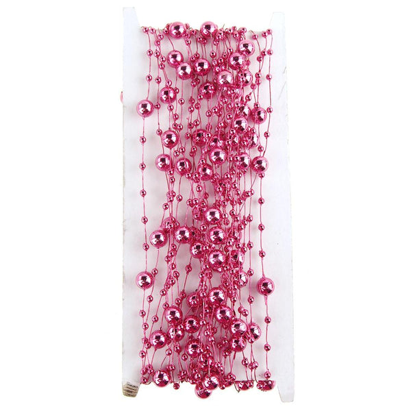 Beaded Wire Garland Link, 10 Yards, Hot Pink