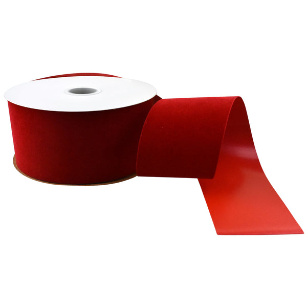 Christmas Velvet Domestic Outdoor Ribbon, 2-1/2-Inch, 25-Yard - Medium Red