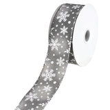 Christmas Iridescent Snowflakes Satin Wired Ribbon, 1-1/2-Inch, 10-Yard