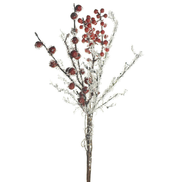 Artificial Iced Berries Stem, 17-Inch