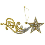 Shooting Star Christmas Ornaments, 7-1/2-Inch, 2-Piece - Gold/Silver