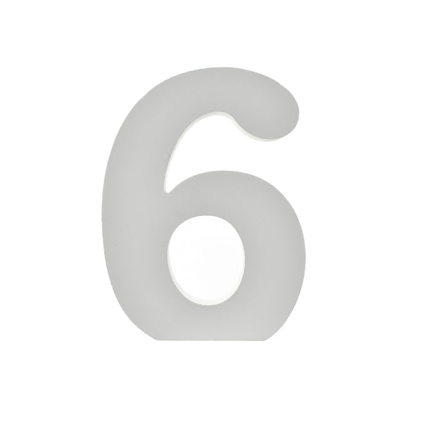 Wooden Standing Number 6, 4-3/4-Inch - White