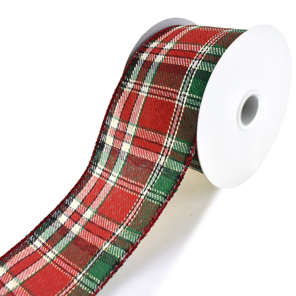 Cozy Christmas Plaid Wired Ribbon, 2-1/2-Inch, 10-Yard