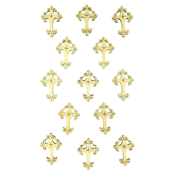 Wooden Filigree Cross Stickers, 1-1/4-Inch, 13-Count