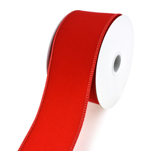 Christmas Velvet Ribbon Wired Edge, 2-1/2-Inch, 10 Yards, Red