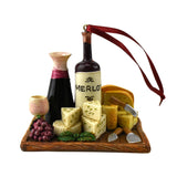 Wine and Cheese Tray Christmas Ornaments, 2-3/4-Inch, 3-Piece