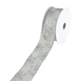 Metallic Glitter Christmas Snowflake, Stripe Sheer Wired Ribbon, 1-1/2-Inch, 10-Yard