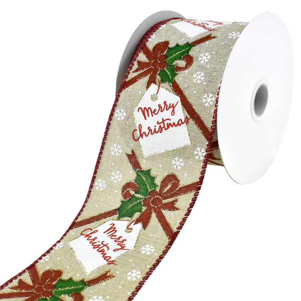 Christmas Gift Wrap Tags Wired Ribbon, 2-1/2-Inch, 10-Yard