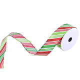 Christmas Glitter Candy Cane Stripes Wired Ribbon, 1-1/2-Inch, 10-Yard - Green/Red/White