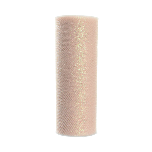 Glitter Tulle Spool, Light Blush, 6-Inch, 10-Yard