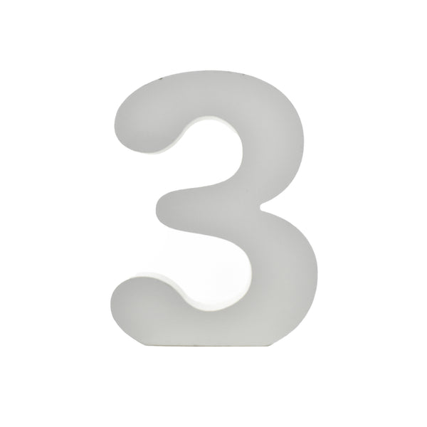 Wooden Standing Number 3, 4-3/4-Inch - White