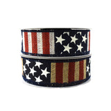 Stars and Stripes Faux Burlap Wired Ribbon, 1-1/2-Inch, 10-Yard