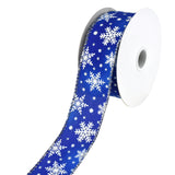 Christmas Iridescent Snowflakes Satin Wired Ribbon, 1-1/2-Inch, 10-Yard