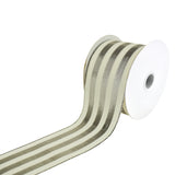 Metallic and Ivory Striped Ribbon, 2-1/2-Inch, 10-Yard