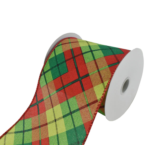 Christmas Sally Print Plaid Wired Ribbon, 4-Inch, 10-Yard