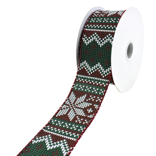 Modern Christmas Sweater Wired Ribbon, 1-1/2-Inch, 10-Yard