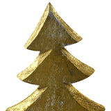 Metallic Brushed Wooden Christmas Tree Centerpiece, 7-Inch - Gold