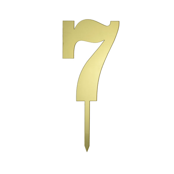 Metallic Acrylic Number 7 Cake Topper, Gold, 7-1/2-Inch