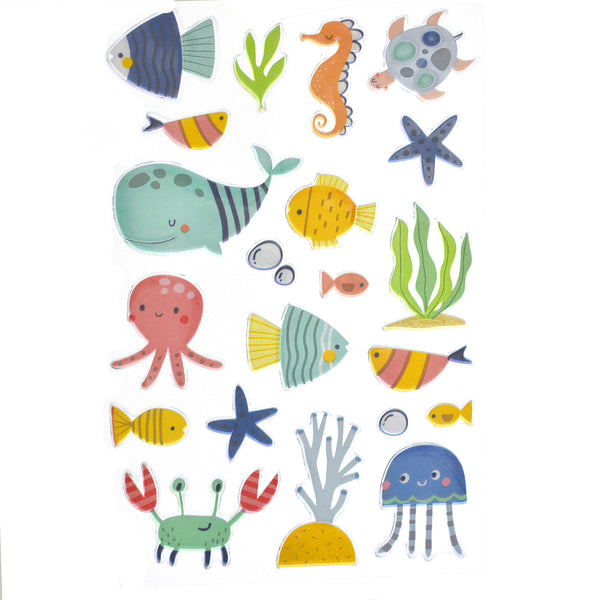 Sea Life Puffy 3D Sticker Sheet, 1-Inch ,21-Piece