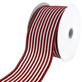 Flocked Velvet Cabana Stripes Wired Ribbon, 2-1/2-Inch, 10-Yard