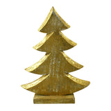 Metallic Brushed Wooden Christmas Tree Centerpiece, 7-Inch - Gold