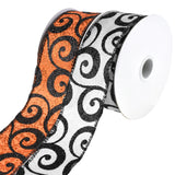 Halloween Glitter Swirls Wired Ribbon, 1-1/2-Inch, 10-Yard