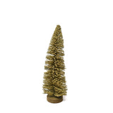 Shimmering Bottle Brush Christmas Tree on Wood Base Decoration, Gold