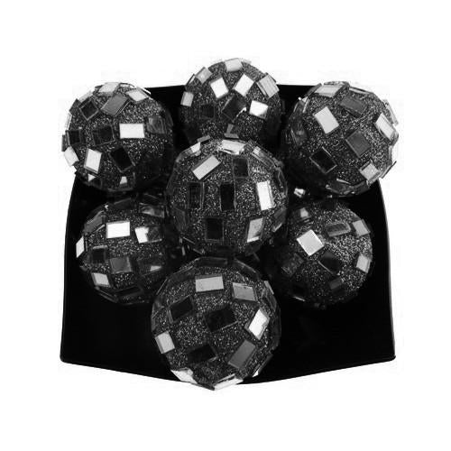 Glitter Disco Ornament Balls, 1-1/4-inch, 10-Piece, Black