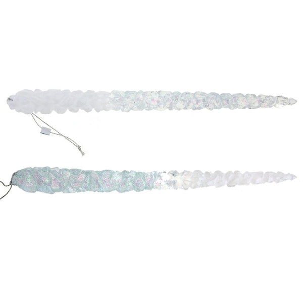 Decorative Hanging Acrylic Icicles Iridescent Glitter Christmas Tree Ornament, 9-Inch, 2 Piece