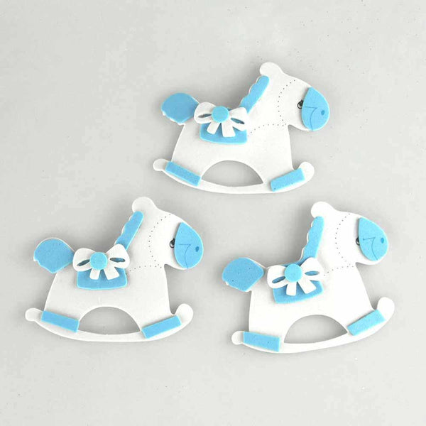 Baby Rocking Horse Foam Decor, 2-1/2-Inch, 3-Piece, Light Blue