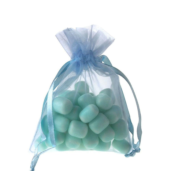 Organza Favor Pouch Bag, 4-Inch x 5-Inch, 12-Count, Light Blue