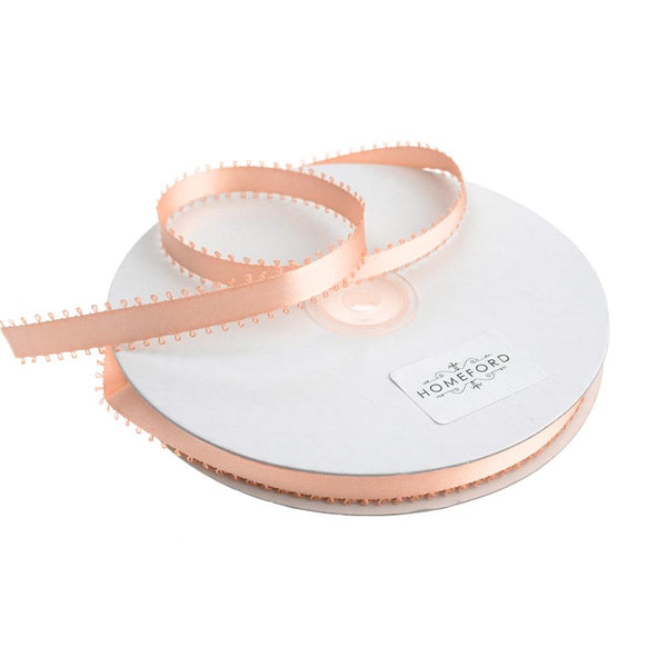 Picot-edge Double Face Satin Ribbon, Light Peach, 3/8-Inch, 50 Yards