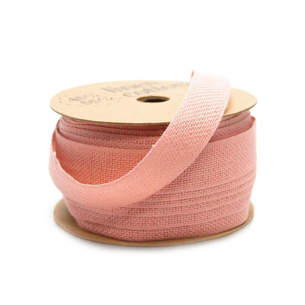 Cotton Linen Fabric Ribbon, 5/8-Inch, 25 Yards, Pink