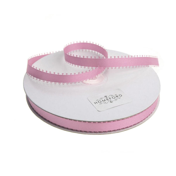 Picot-edge Double Face Satin Ribbon, Rosy Mauve, 3/8-Inch, 50 Yards